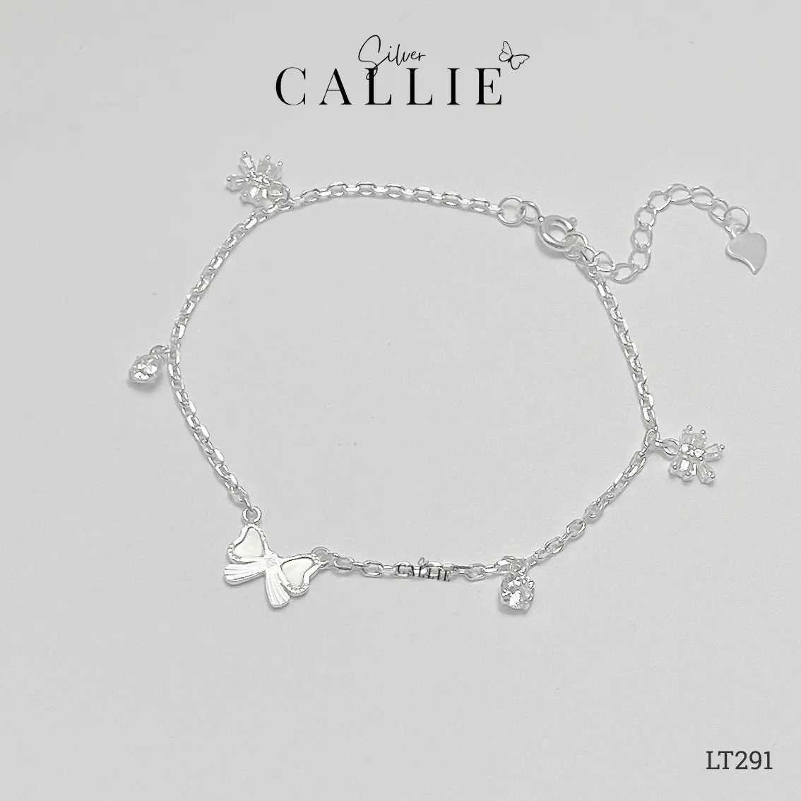 LT291 - Lắc tay bạc Callie Silver nơ xà cừ - Image 5