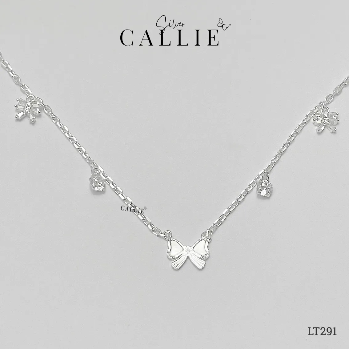 LT291 - Lắc tay bạc Callie Silver nơ xà cừ - Image 4