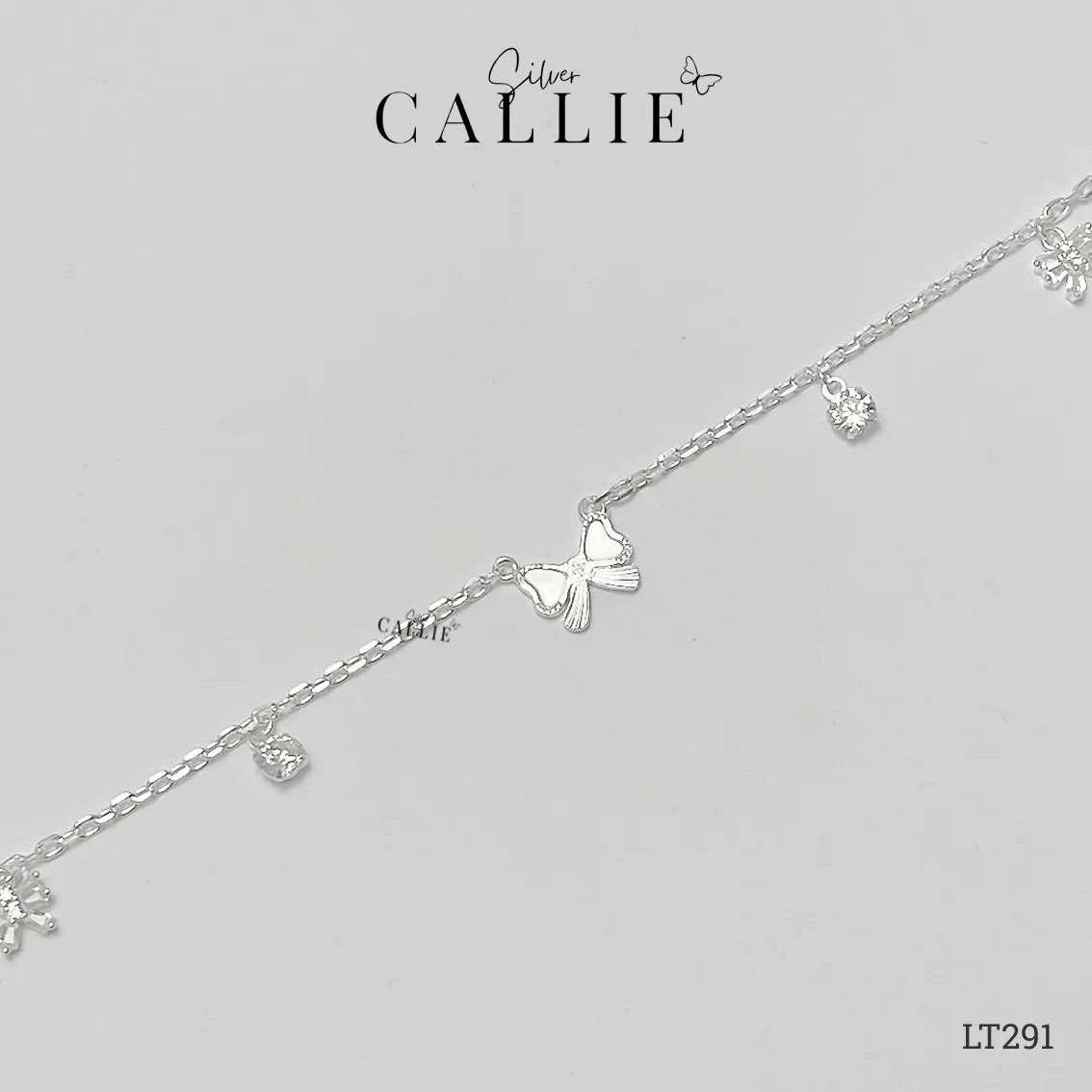 LT291 - Lắc tay bạc Callie Silver nơ xà cừ - Image 7
