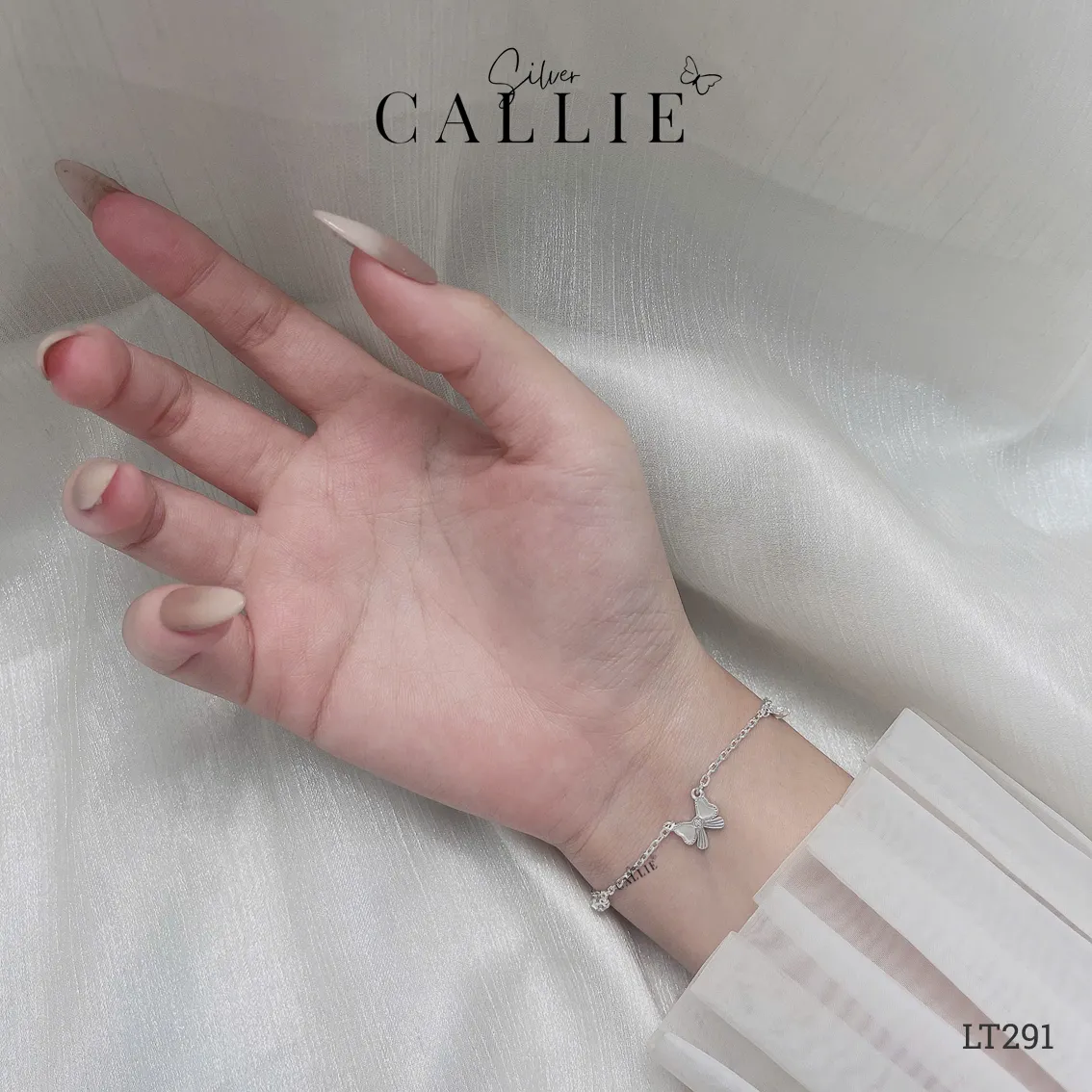 LT291 - Lắc tay bạc Callie Silver nơ xà cừ - Image 2