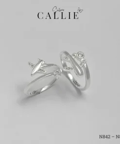 N842 - N843: Nhẫn bạc thiết kế Callie Silver máy bay đính đá