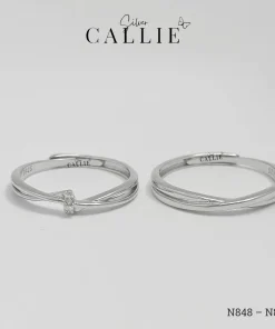 N848 - N849: Nhẫn bạc đôi Callie Silver xoắn 2 đường freesize