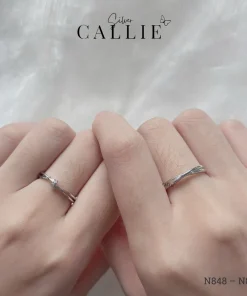 Alternative view of N848 - N849: Nhẫn bạc đôi Callie Silver xoắn 2 đường freesize