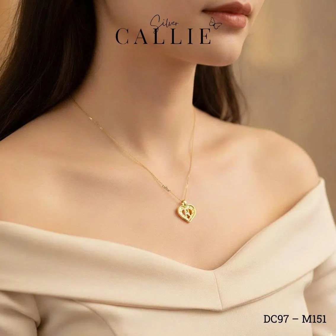 M151 - Mặt dây bạc thiết kế Callie Silver trái tim đính đá - Hình ảnh 2
