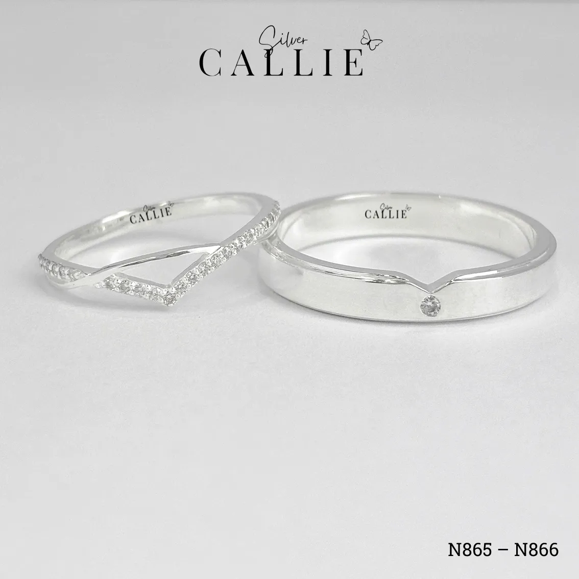 N865 - N866: Nhẫn bạc thiết kế Callie Silver ghép đôi