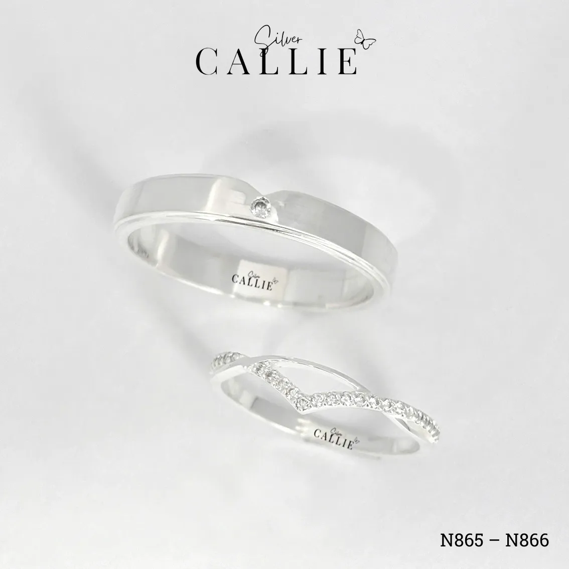 N865 - N866: Nhẫn bạc thiết kế Callie Silver ghép đôi - Image 6