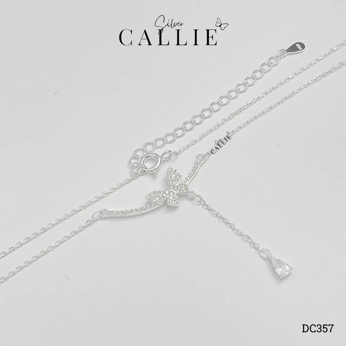 DC357 - Dây chuyền bạc Callie Silver mặt bướm treo đá - Image 6