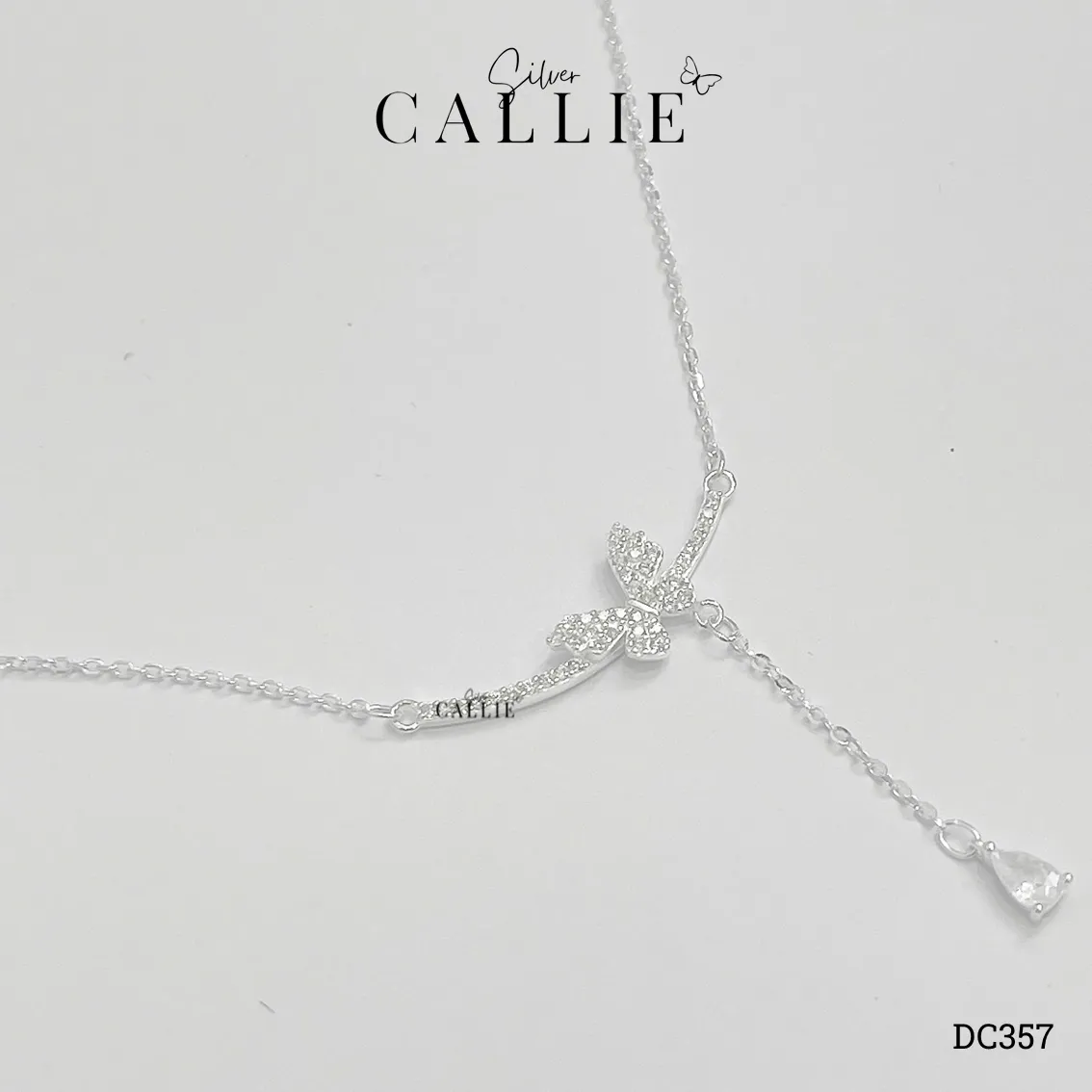 DC357 - Dây chuyền bạc Callie Silver mặt bướm treo đá - Image 5