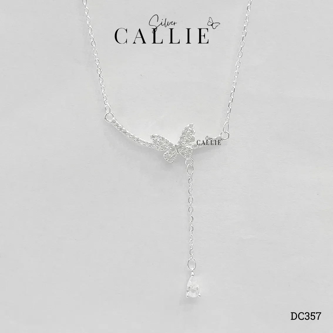 DC357 - Dây chuyền bạc Callie Silver mặt bướm treo đá