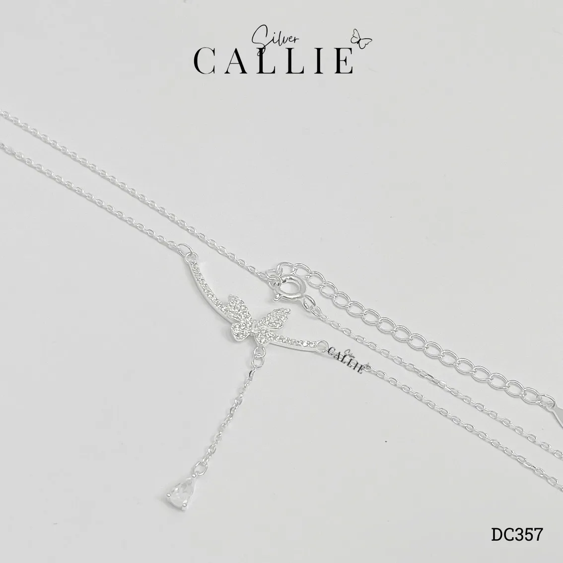 DC357 - Dây chuyền bạc Callie Silver mặt bướm treo đá - Image 3