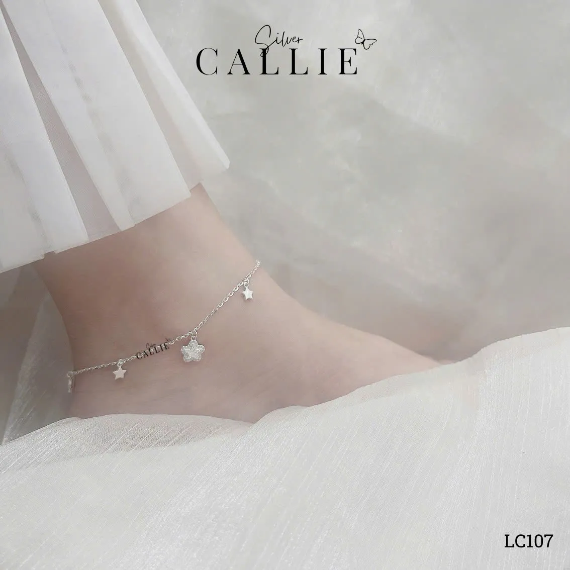 LC107 - Lắc chân bạc Callie Silver ngôi sao - Image 2