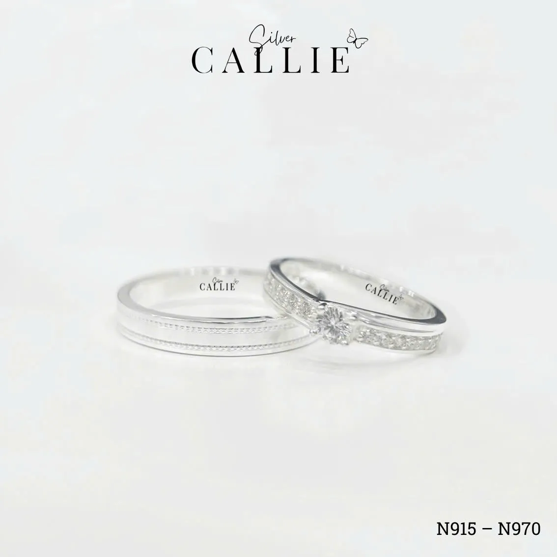 N915 - N970: Nhẫn Bạc Thiết Kế Callie Silver Viền Bi Và Đính Đá - Hình ảnh 8