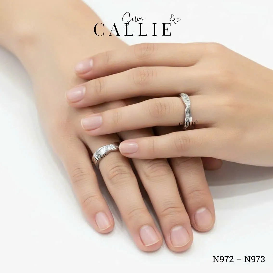 N972 - N973: Nhẫn Bạc Thiết Kế Callie Silver Đai Chéo - Hình ảnh 2