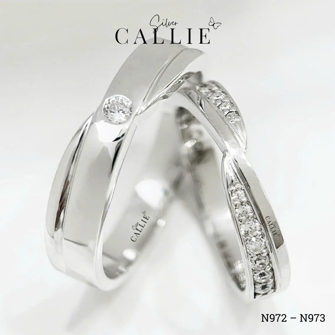 N972 - N973: Nhẫn Bạc Thiết Kế Callie Silver Đai Chéo - Hình ảnh 3