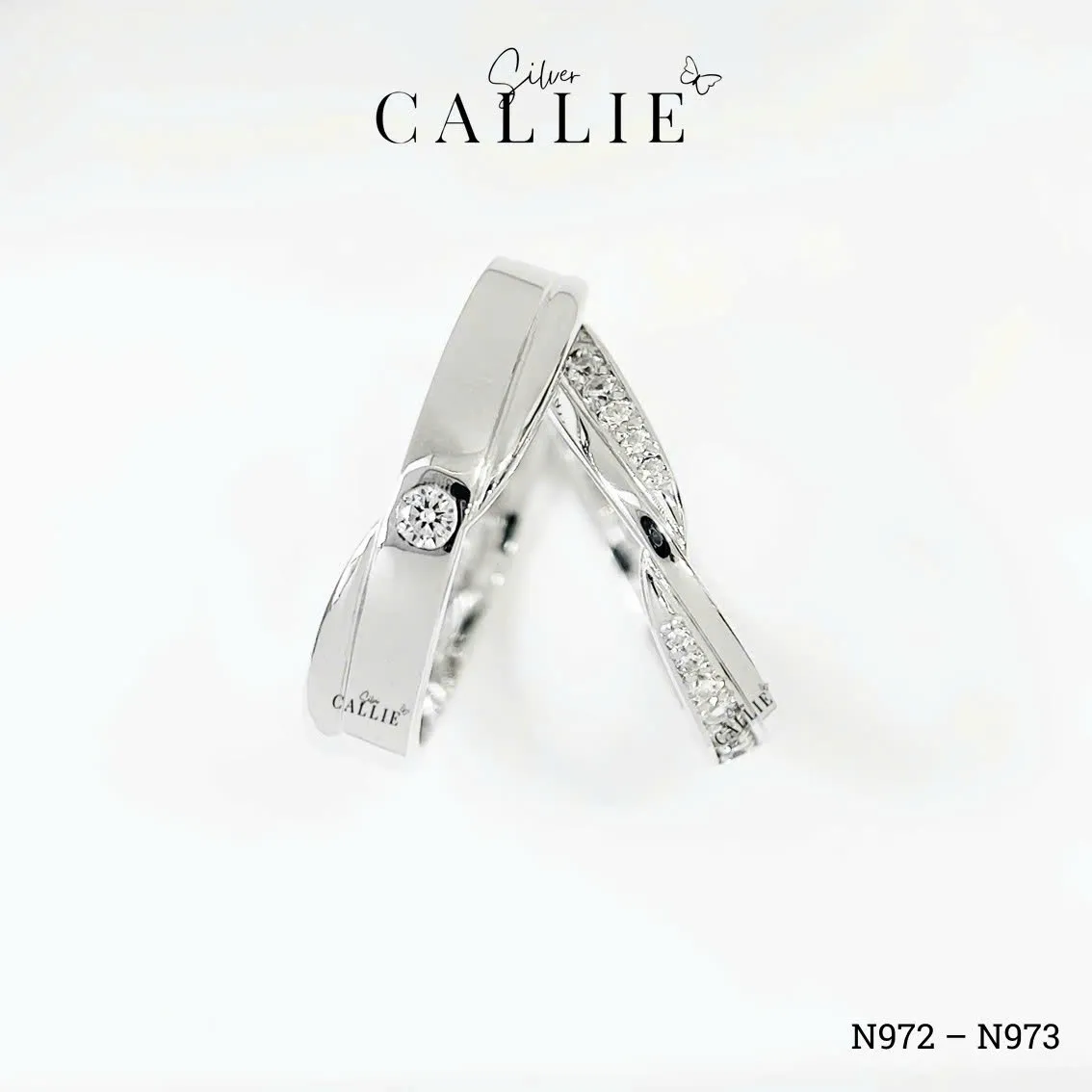 N972 - N973: Nhẫn Bạc Thiết Kế Callie Silver Đai Chéo - Hình ảnh 4