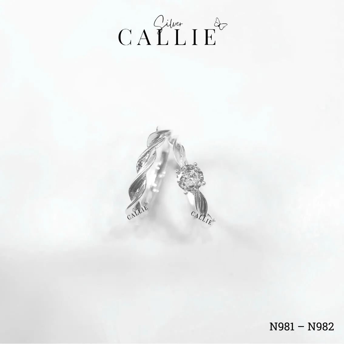 N981 - N982: Nhẫn bạc Callie Silver đai xoắn freesize - Image 4