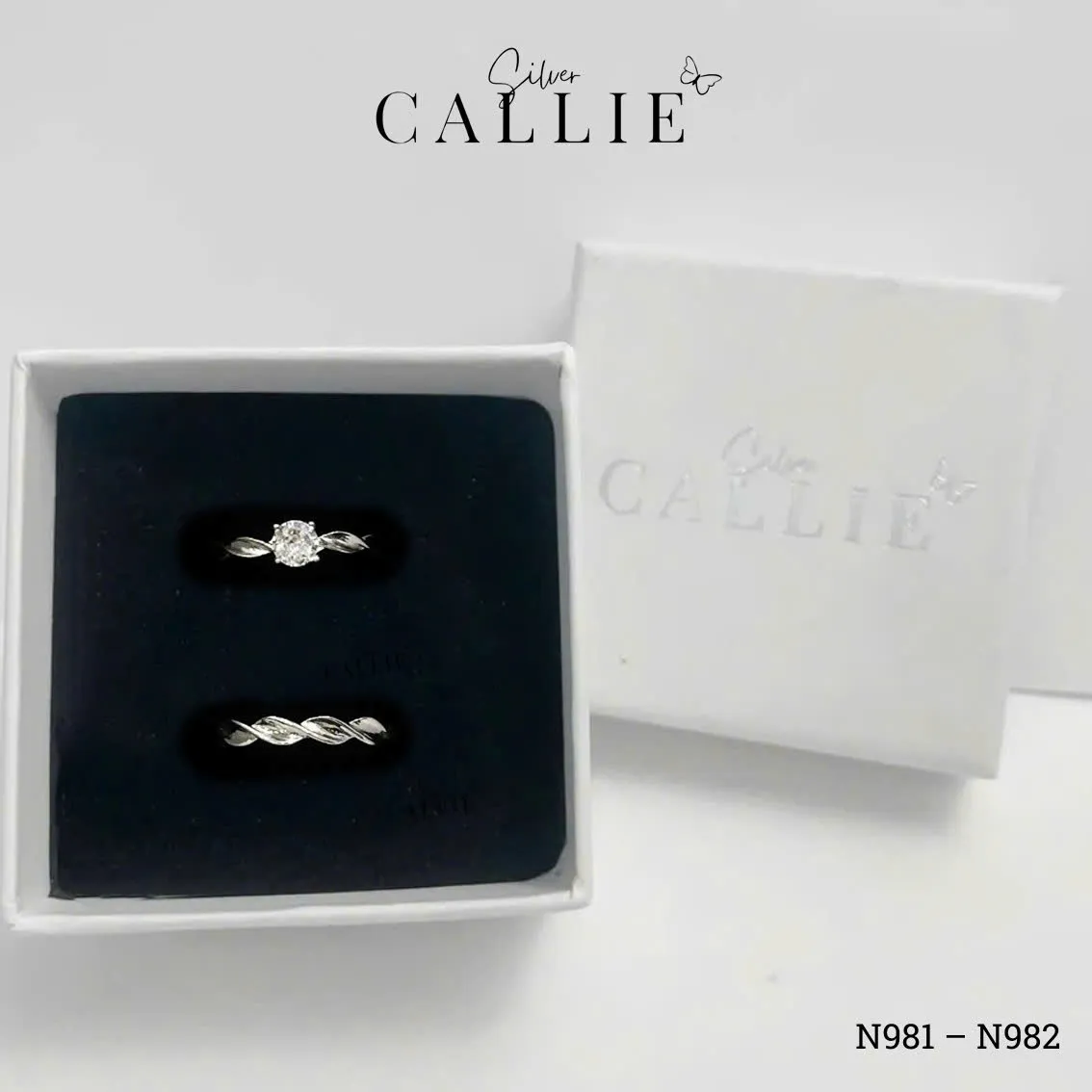 N981 - N982: Nhẫn bạc Callie Silver đai xoắn freesize - Image 7