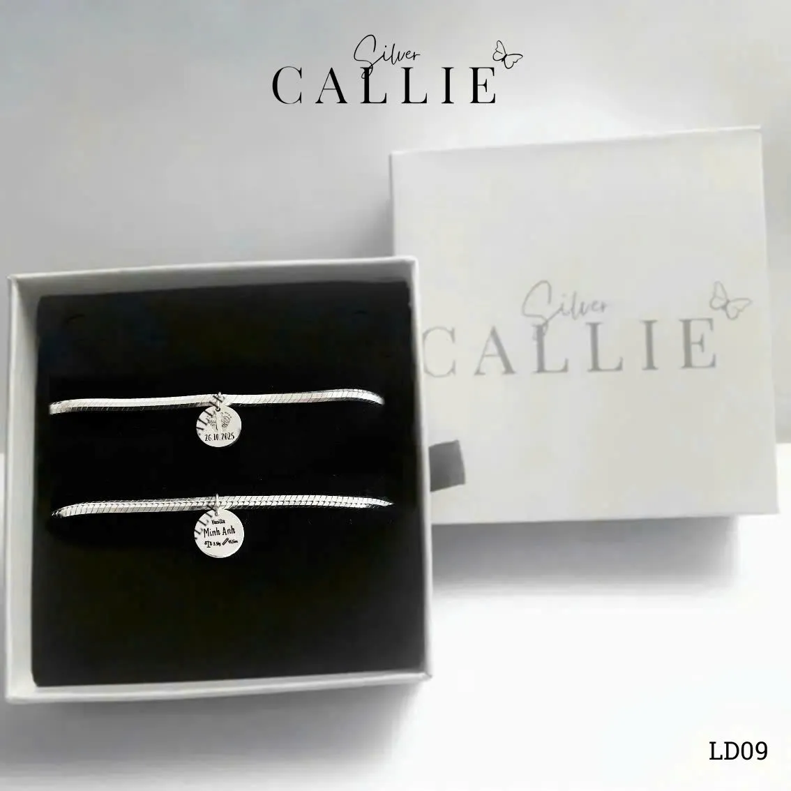 LD09 - Lắc tay bạc Callie Silver dây mì dấu ấn của bé - Image 10