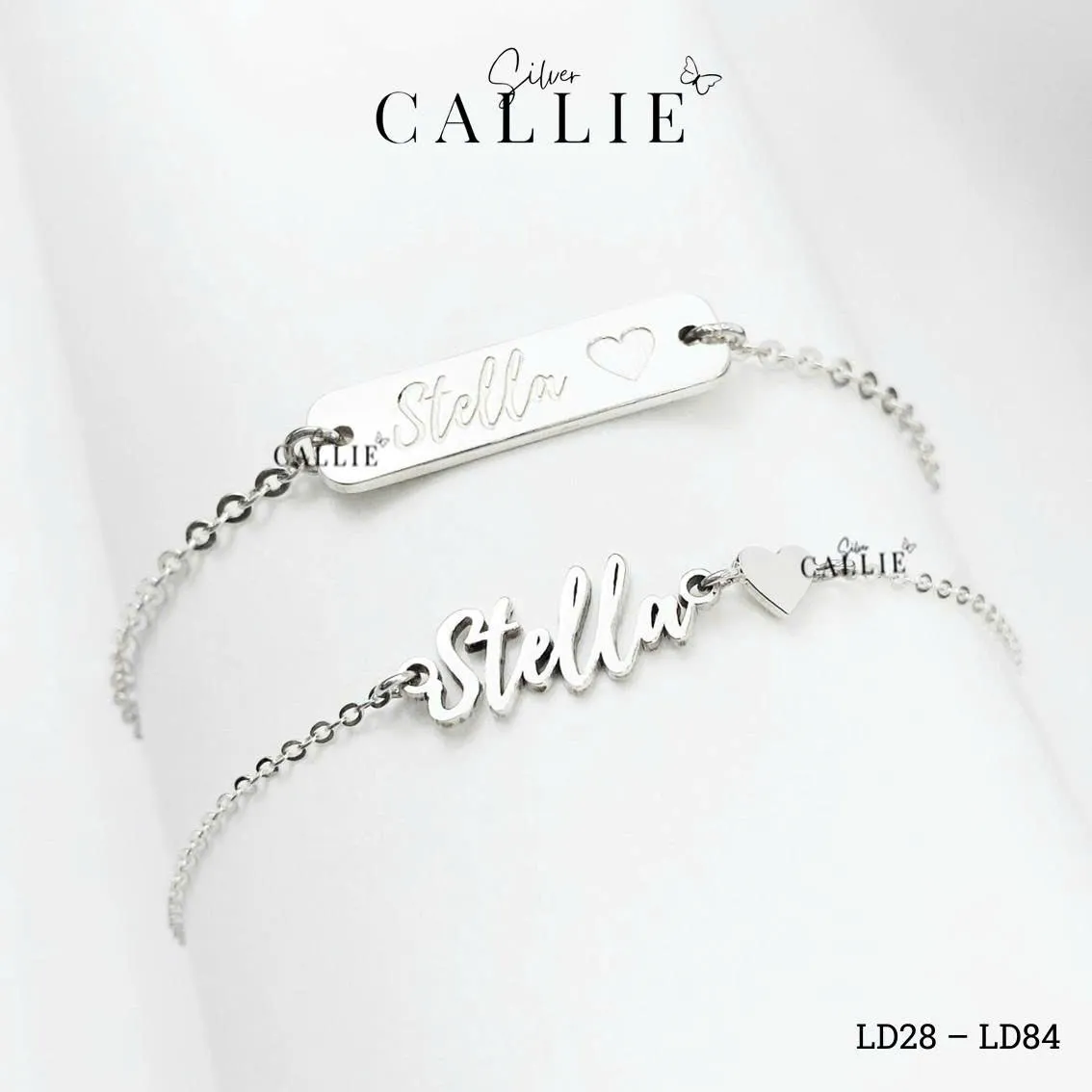 LD28 - LD84: Lắc tay bạc đôi Callie Silver Mẹ Và Bé Kèm Charm Tên Theo Yêu Cầu - Hình ảnh 9