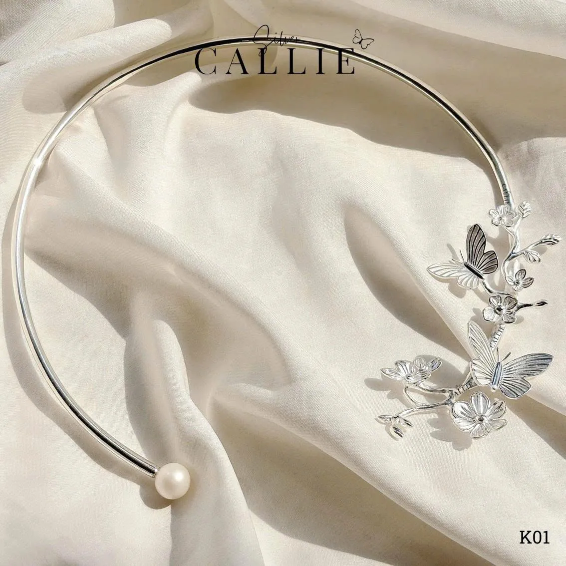 K01 - Kiềng bạc thiết kế Callie Silver Liên Hoa - Hình ảnh 8