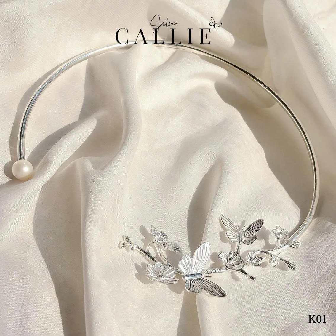 K01 - Kiềng bạc thiết kế Callie Silver Liên Hoa - Hình ảnh 7