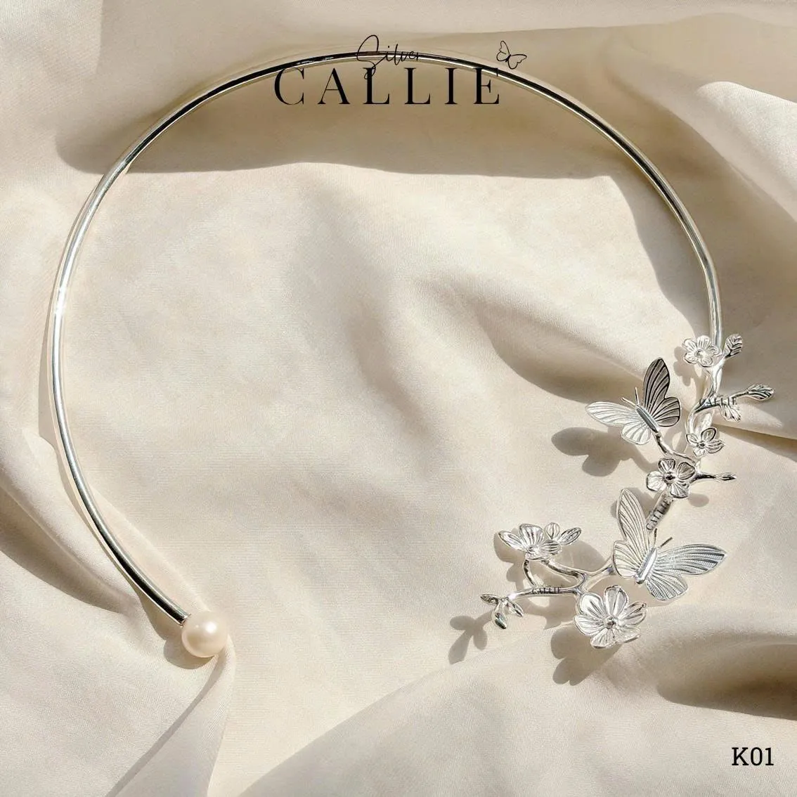K01 - Kiềng bạc thiết kế Callie Silver Liên Hoa - Hình ảnh 5