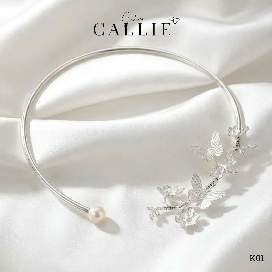 K01 - Kiềng bạc thiết kế Callie Silver Liên Hoa - Hình ảnh 6