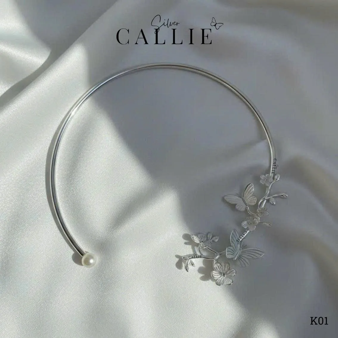 K01 - Kiềng bạc thiết kế Callie Silver Liên Hoa - Hình ảnh 3