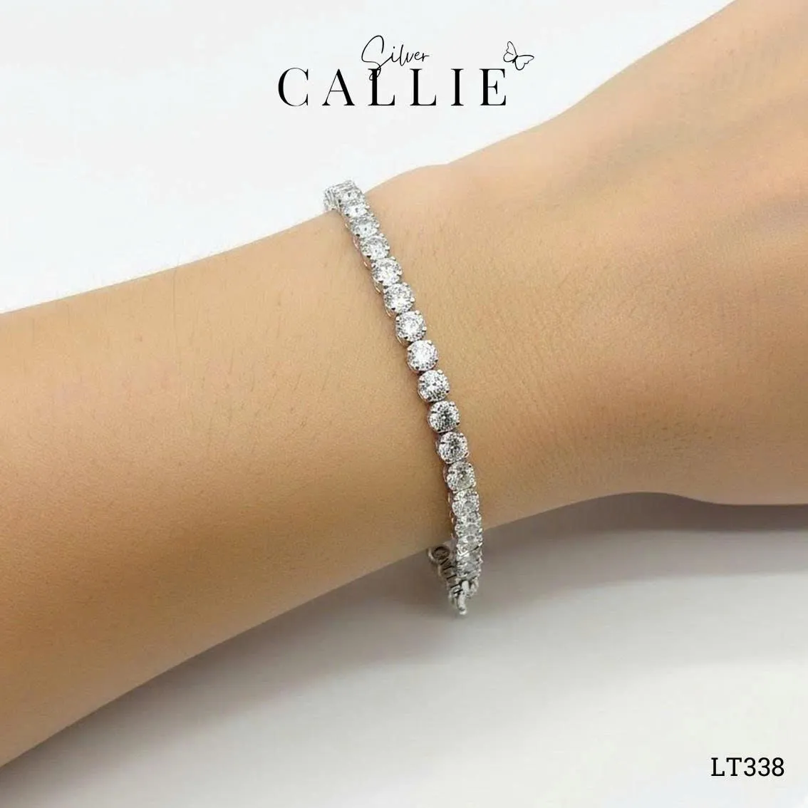 LT338 - Lắc tay bạc Callie Silver xi kim tennis full đá 3li - Image 2