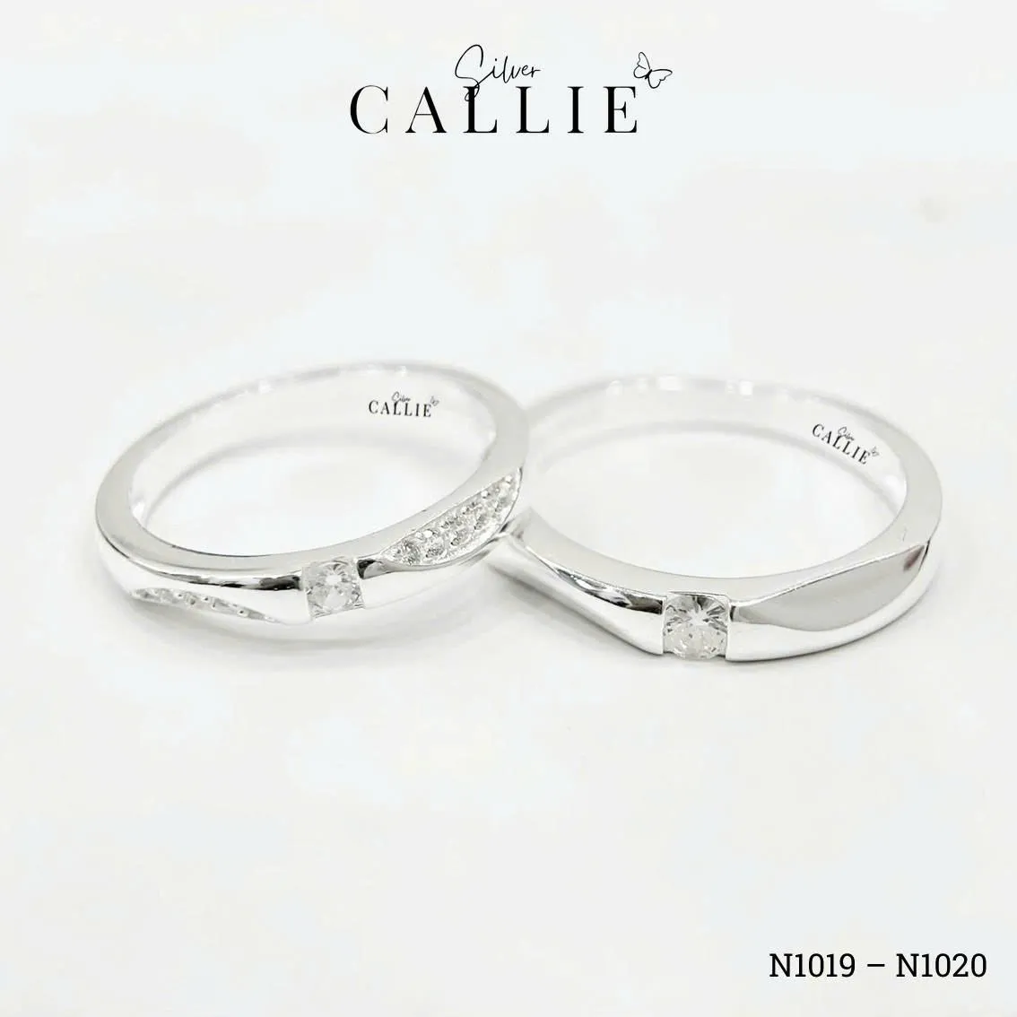 N1019 - N1020: Nhẫn bạc đôi Callie Silver hai bên xoắn - Image 7
