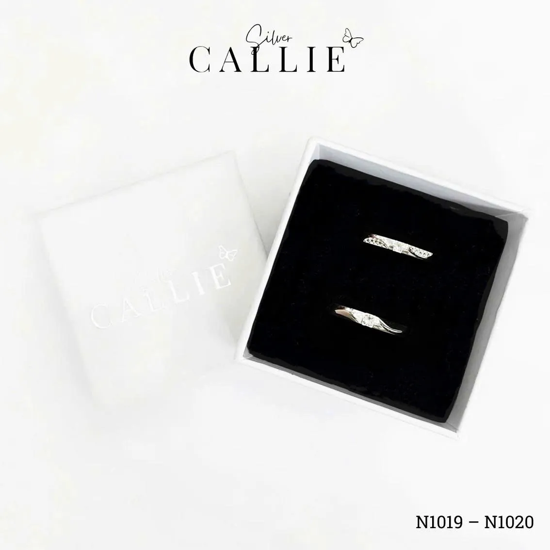 N1019 - N1020: Nhẫn bạc đôi Callie Silver hai bên xoắn - Image 8