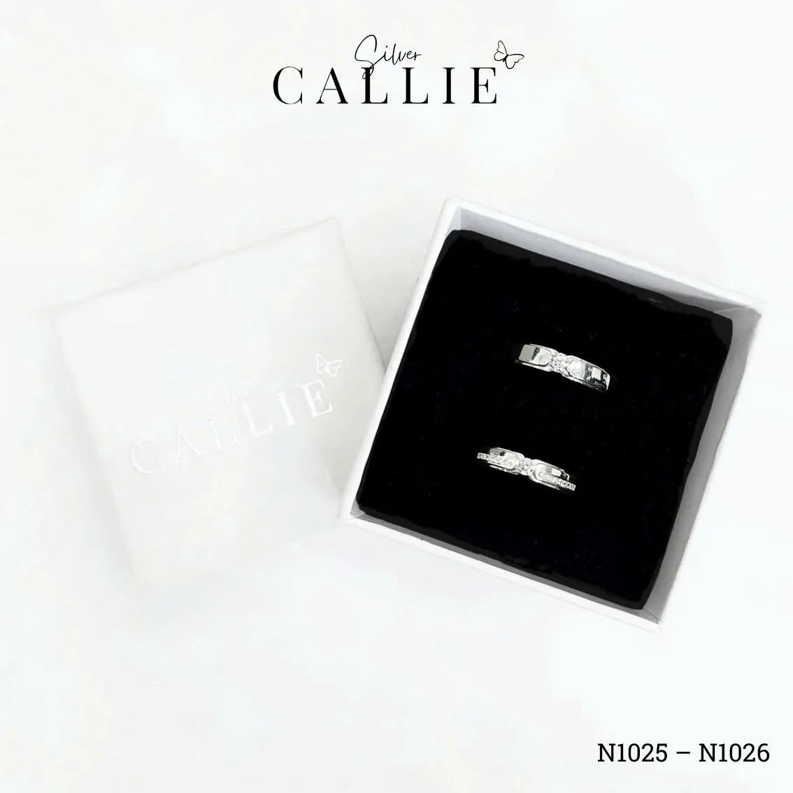 N1025 - N1026: Nhẫn bạc đôi Callie Silver 1 viên chủ - Image 10