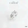 N986 - Nhẫn Bạc Thiết Kế Callie Silver 1 Viên Chủ Đai Lá