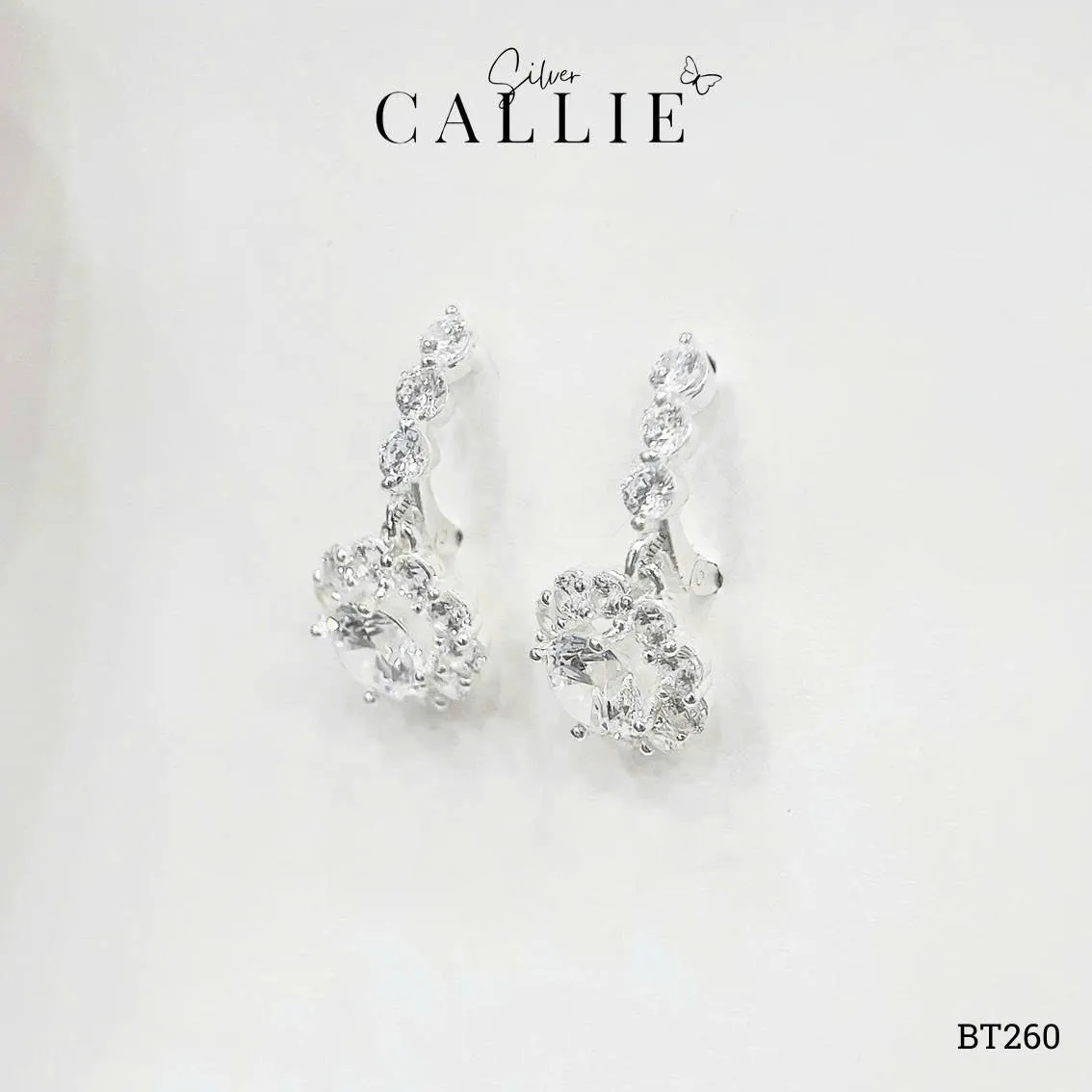 BT260 - Khoen bạc Callie Silver Drop Hoa Đá Quý - Image 10