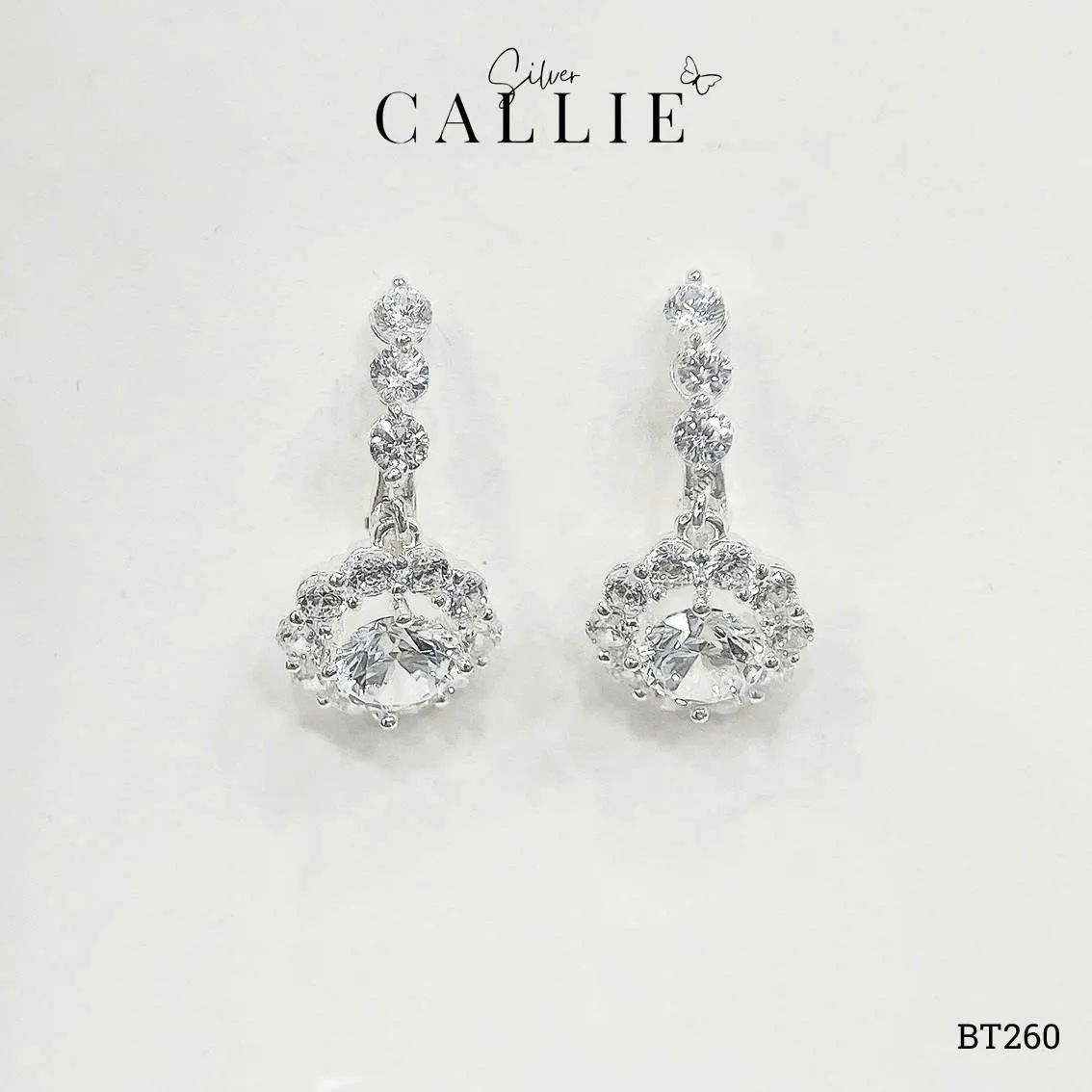BT260 - Khoen bạc Callie Silver Drop Hoa Đá Quý - Image 3