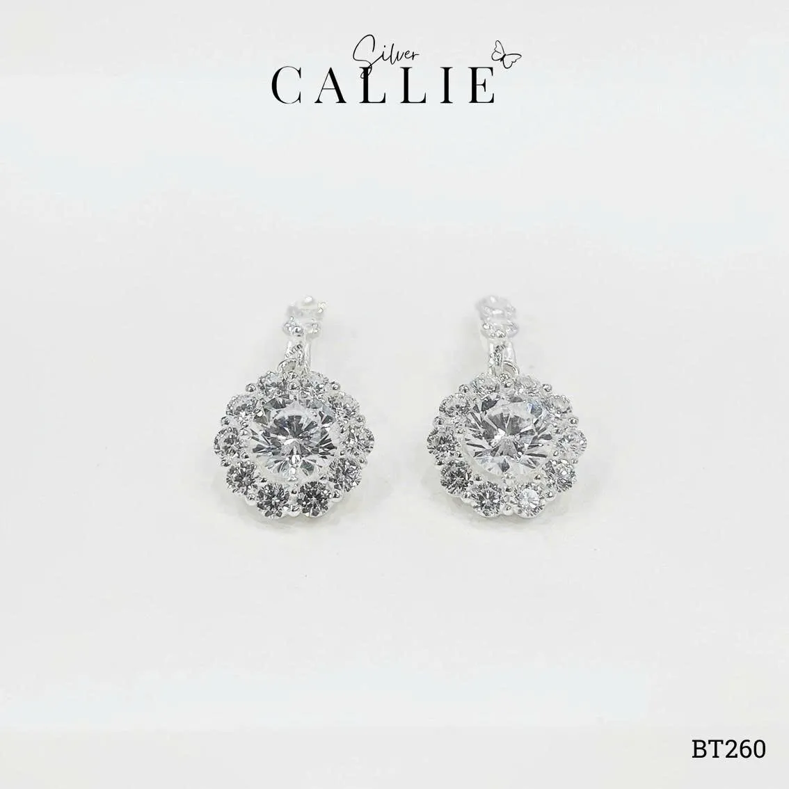 BT260 - Khoen bạc Callie Silver Drop Hoa Đá Quý - Image 4