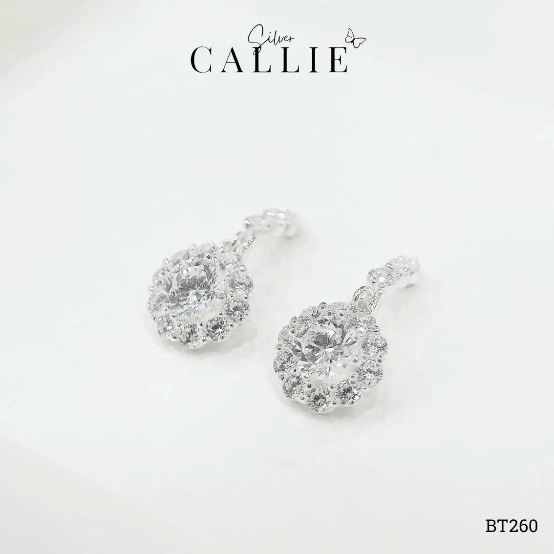 BT260 - Khoen bạc Callie Silver Drop Hoa Đá Quý - Image 5