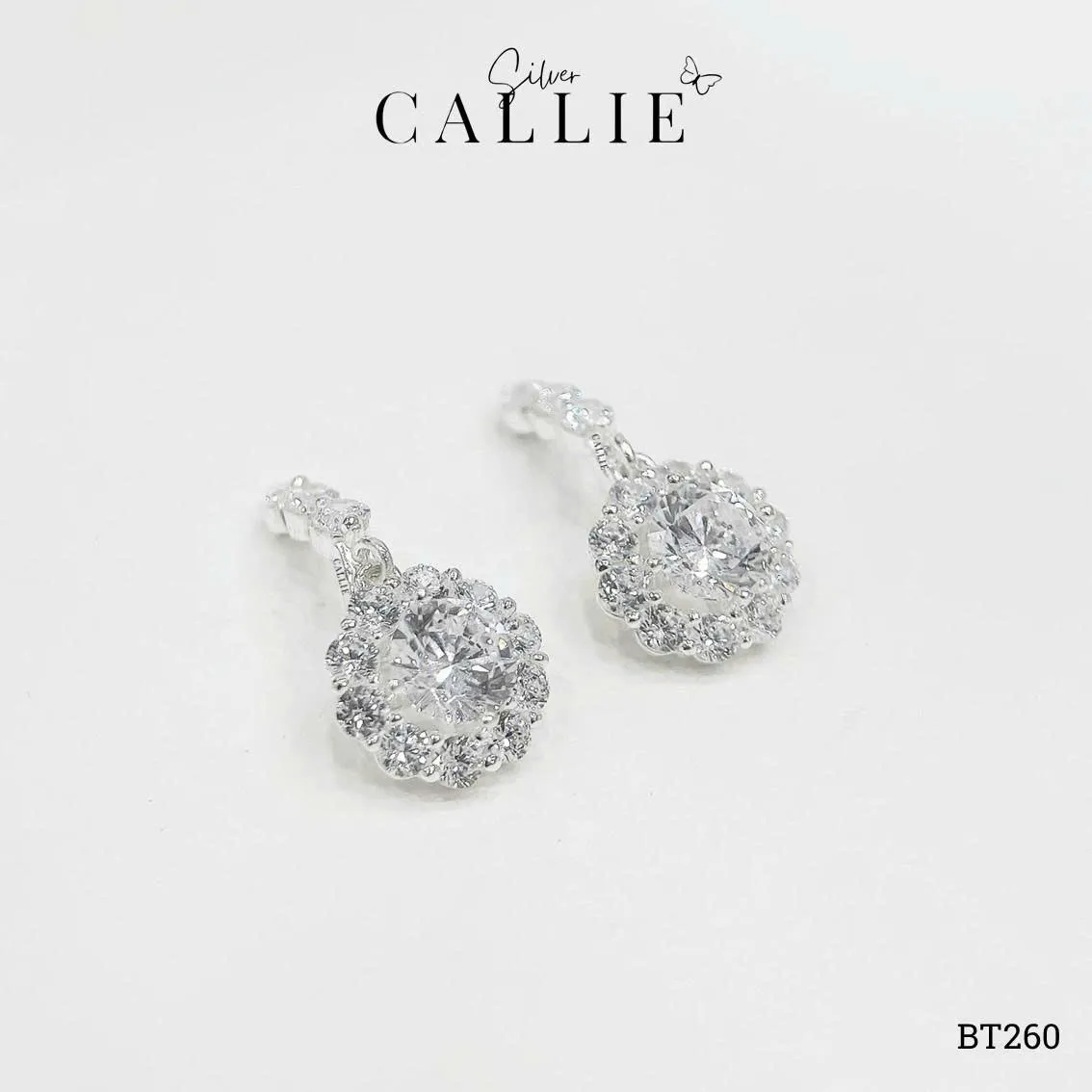 BT260 - Khoen bạc Callie Silver Drop Hoa Đá Quý - Image 6