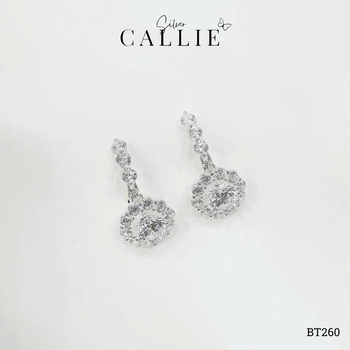 BT260 - Khoen bạc Callie Silver Drop Hoa Đá Quý - Image 7