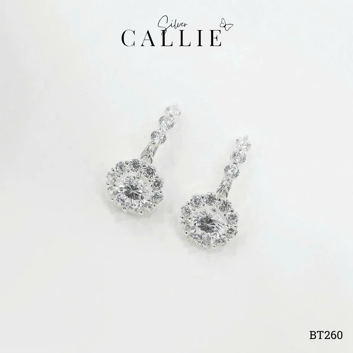 BT260 - Khoen bạc Callie Silver Drop Hoa Đá Quý