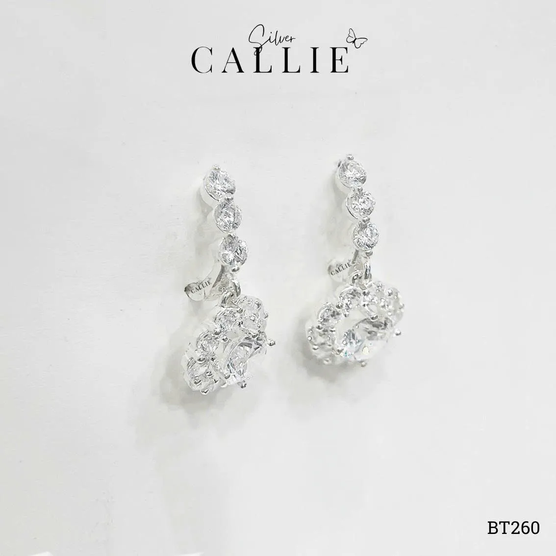 BT260 - Khoen bạc Callie Silver Drop Hoa Đá Quý - Image 9