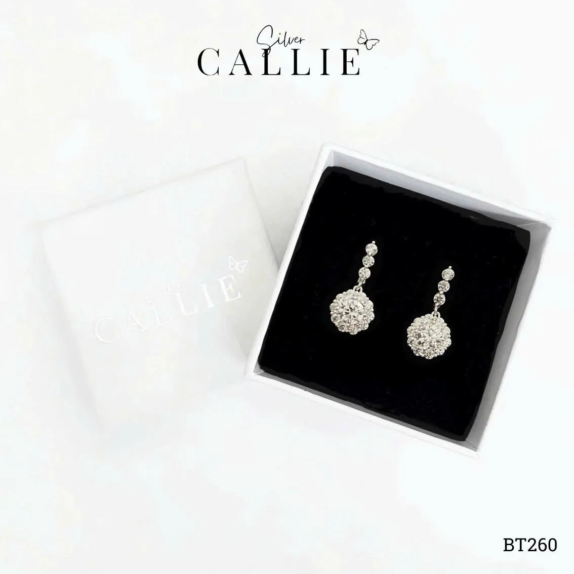 BT260 - Khoen bạc Callie Silver Drop Hoa Đá Quý - Image 11