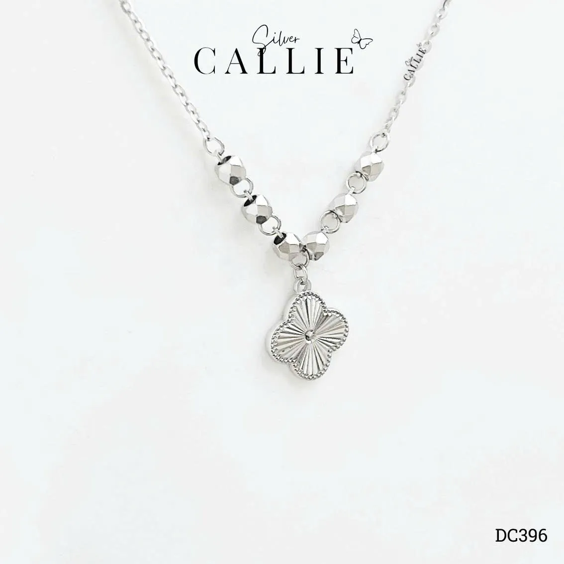 DC396 - Dây chuyền bạc Callie Silver cỏ 4 lá và bi xi kim - Image 7