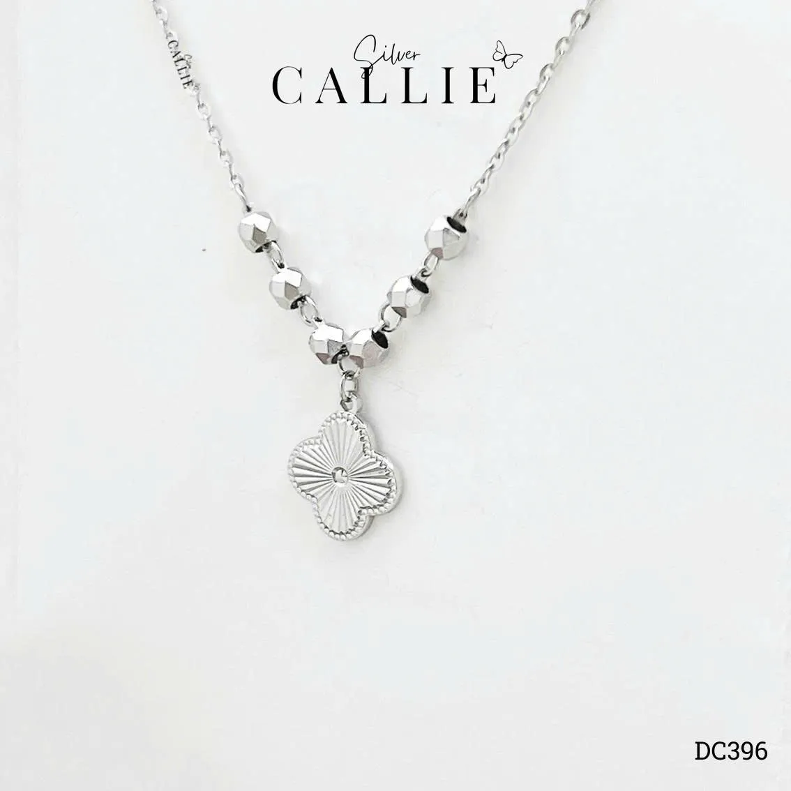 DC396 - Dây chuyền bạc Callie Silver cỏ 4 lá và bi xi kim - Image 8