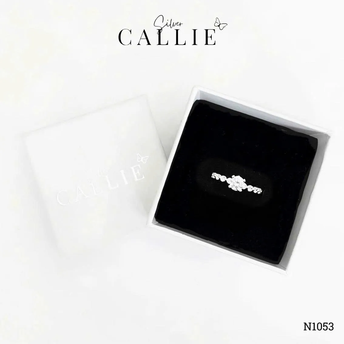N1053 - Nhẫn Bạc Callie Silver Viên Chủ 5li Chấu Tròn Đai Tấm 2li1 - Image 10