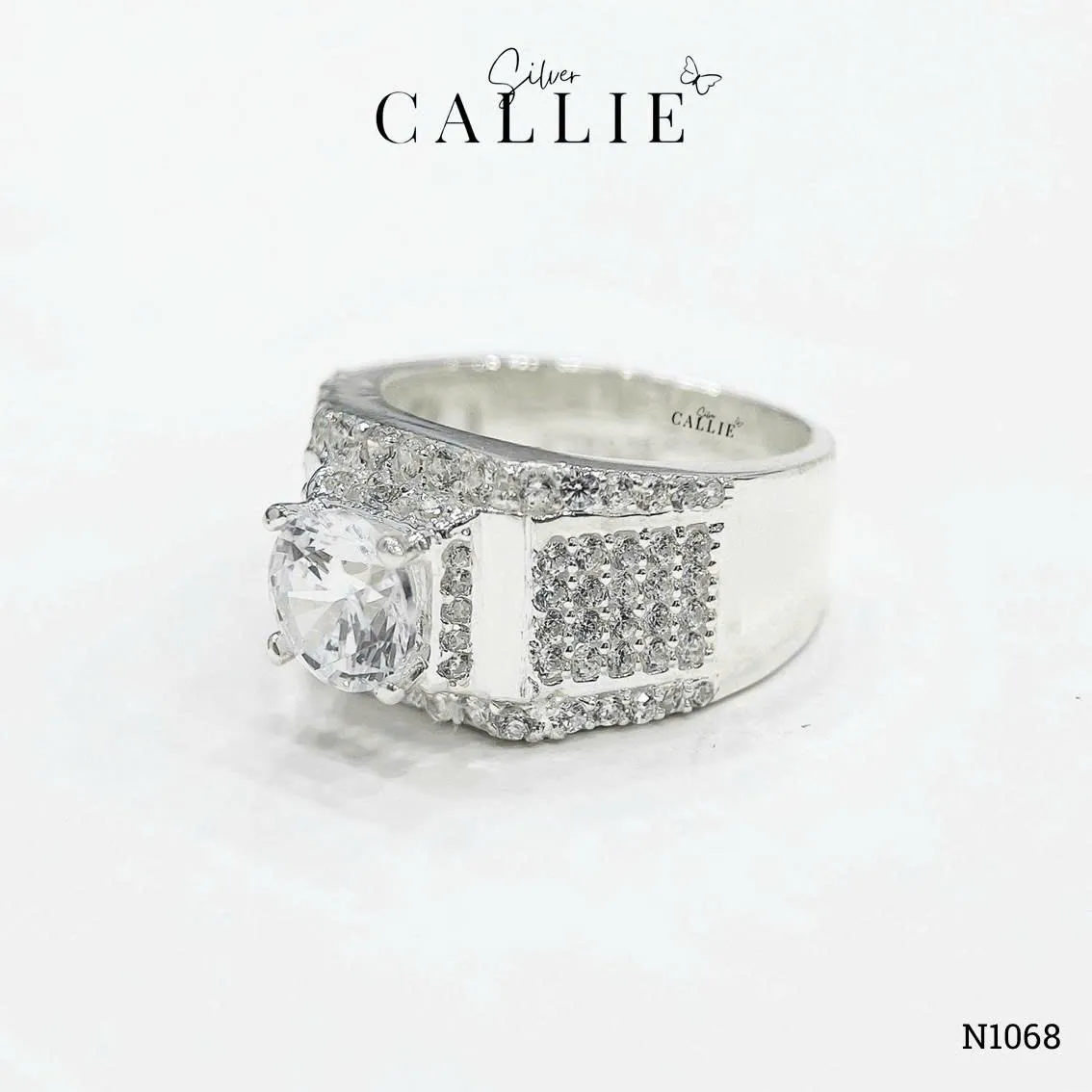 N1068 - Nhẫn Bạc Nam Callie Silver Radiant Monolith Xi Kim - Hình ảnh 3