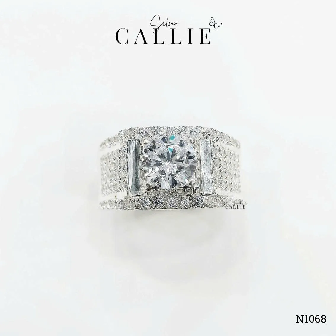 N1068 - Nhẫn Bạc Nam Callie Silver Radiant Monolith Xi Kim - Hình ảnh 6