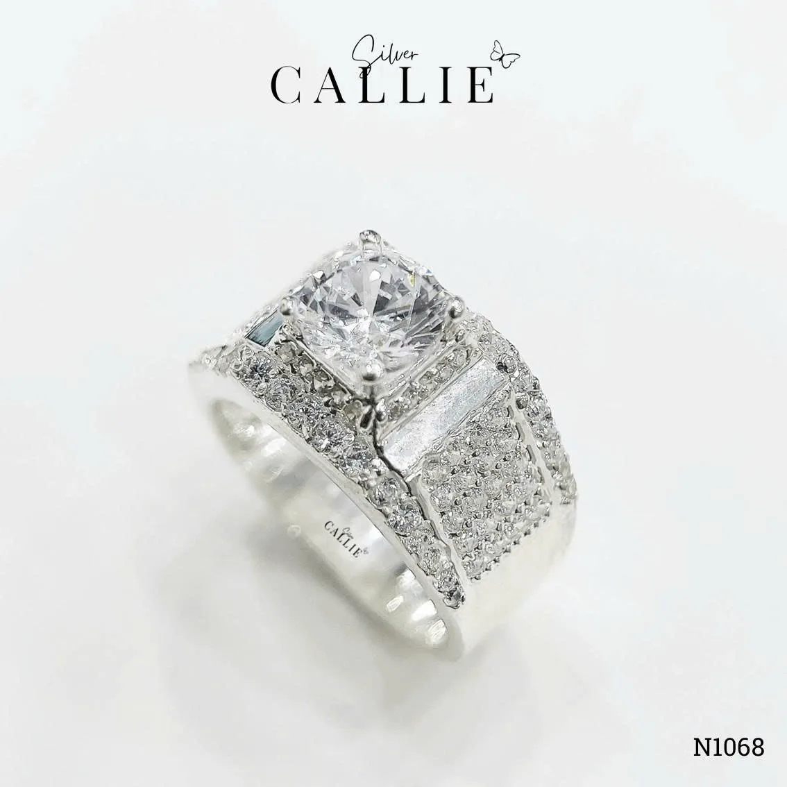 N1068 - Nhẫn Bạc Nam Callie Silver Radiant Monolith Xi Kim - Hình ảnh 4