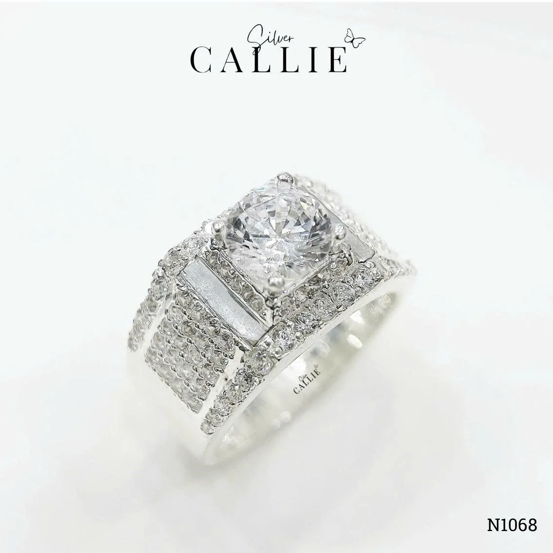 N1068 - Nhẫn Bạc Nam Callie Silver Radiant Monolith Xi Kim