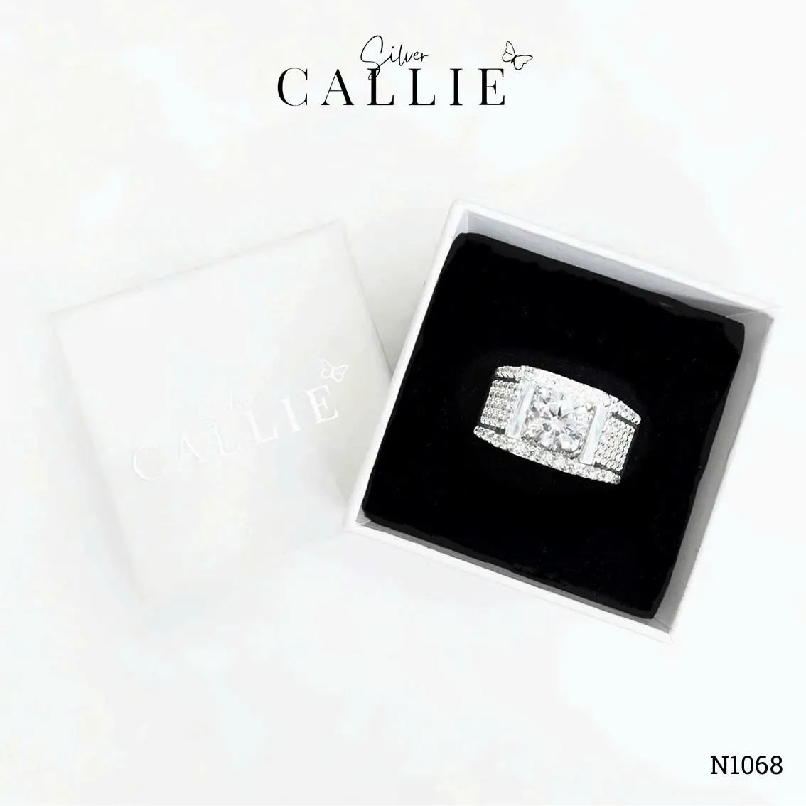 N1068 - Nhẫn Bạc Nam Callie Silver Radiant Monolith Xi Kim - Hình ảnh 9